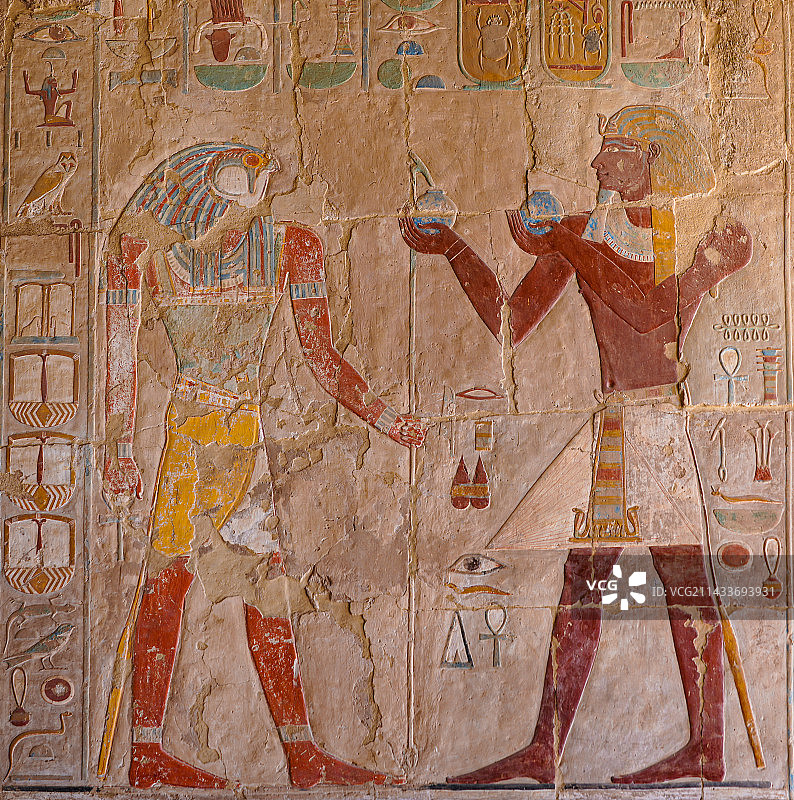 埃及法老塞提一世与拉神图片素材
