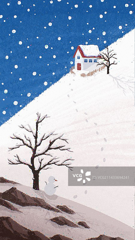 大雪节气冬季插画图片素材