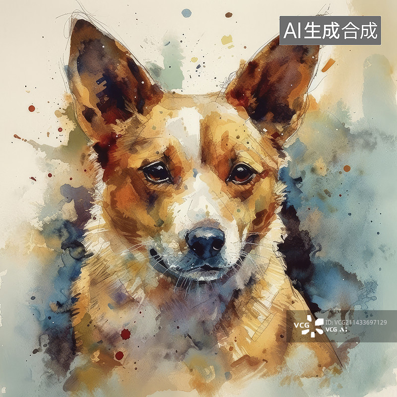 【AI数字艺术】水彩宠物系列图片素材
