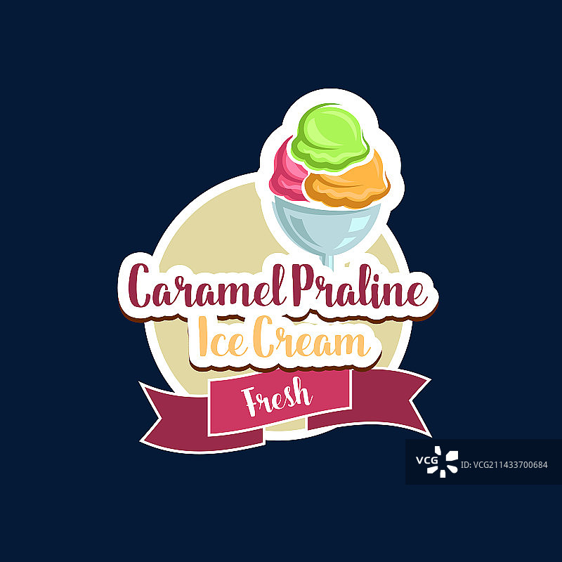 焦糖果仁冰淇淋甜品店图标图片素材