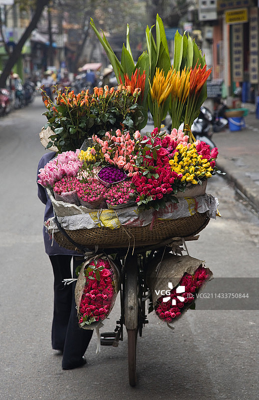 自行车移动花店图片素材