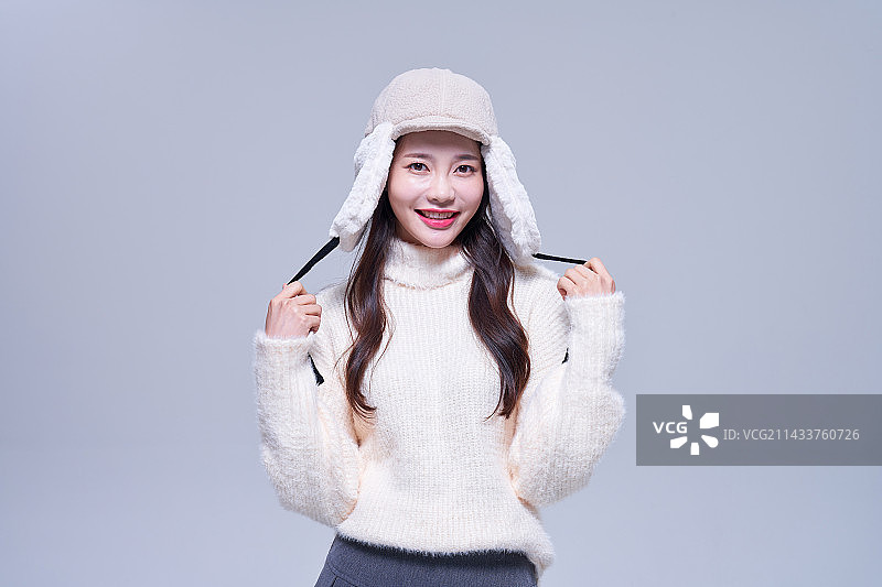 韩国时尚美女面部表情特写图片素材