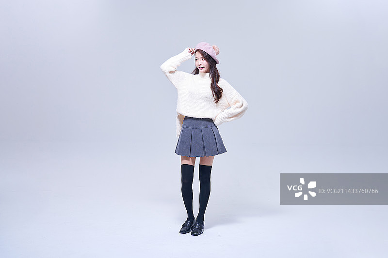 韩国时尚美女面部表情特写图片素材