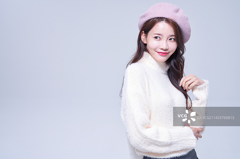 韩国时尚美女面部表情特写图片素材