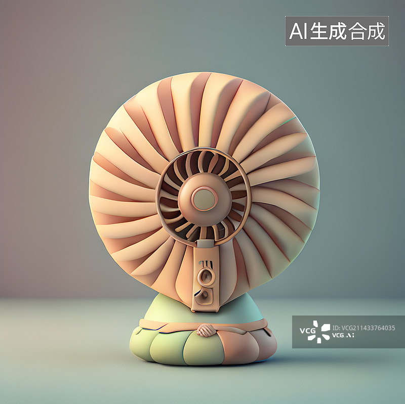 【AI数字艺术】粘土卡通风扇图片素材