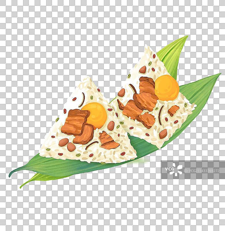 手绘端午节传统食物粽子粽叶图片素材