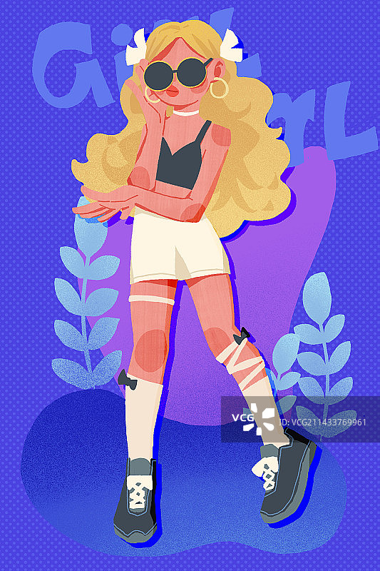 潮流女孩人物时尚插画图片素材
