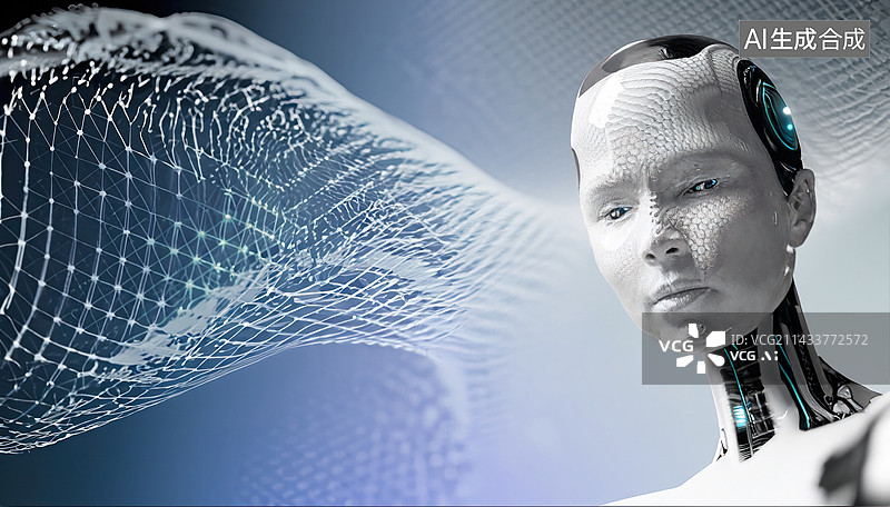 【AI数字艺术】AI机器人的信息未来图片素材