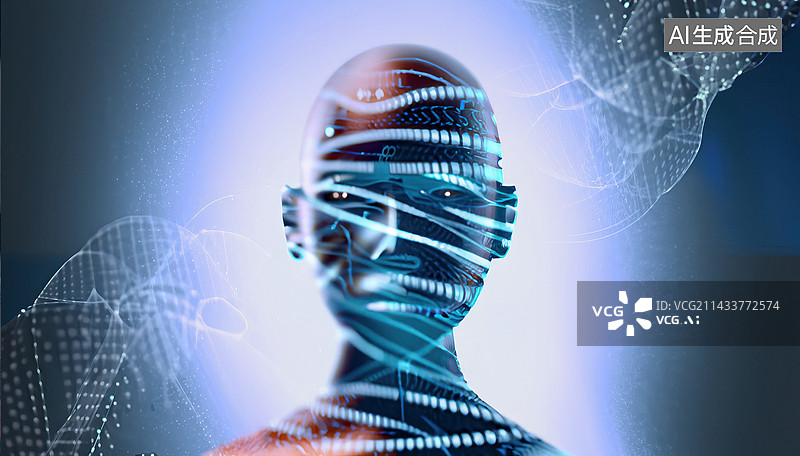 【AI数字艺术】AI机器人的信息未来图片素材