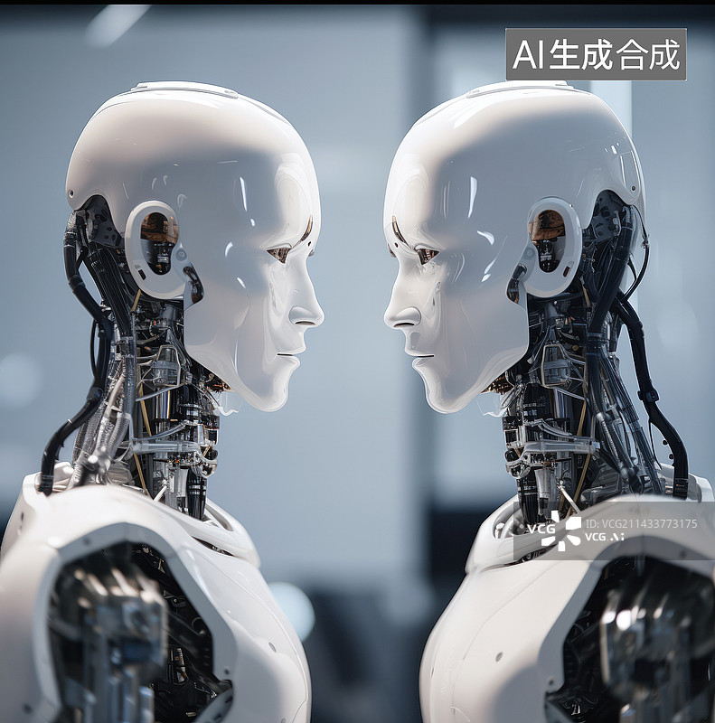 【AI数字艺术】AI机器人的面对面图片素材
