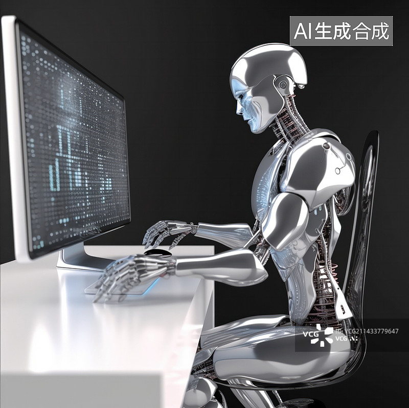 【AI数字艺术】工作中的AI机器人图片素材