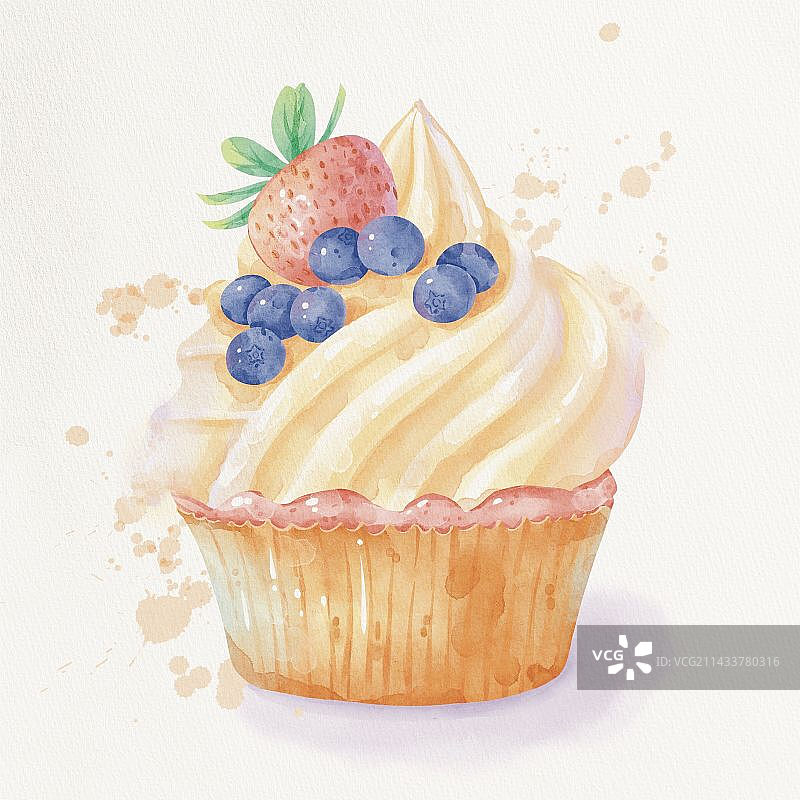 procreate仿水彩甜品蛋糕插画图片素材