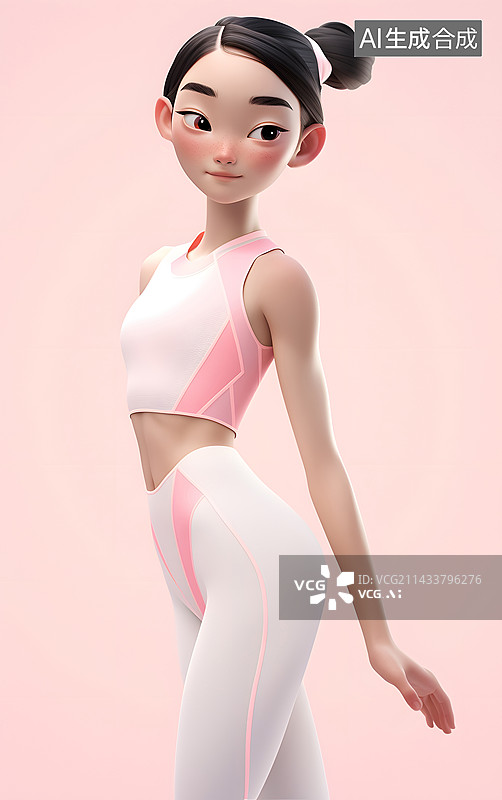 【AI数字艺术】女子体操运动员3D卡通人物图片素材