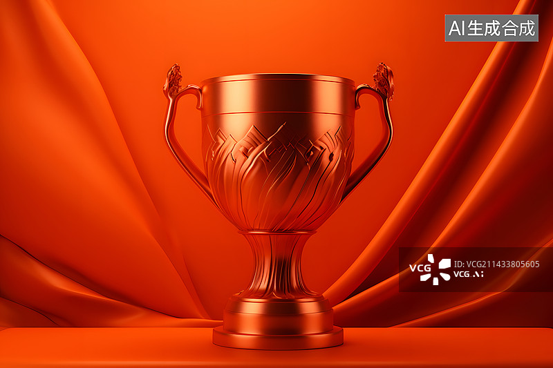 【AI数字艺术】红色背景的金色奖杯素材图片素材