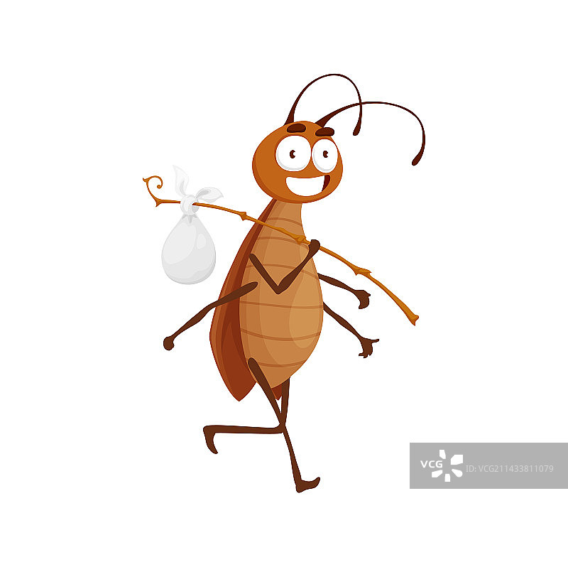 携带行李的卡通蟑螂图片素材