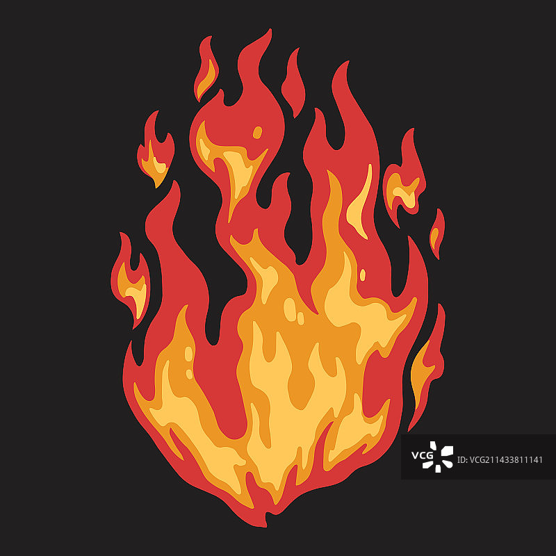 喷射火焰的彩色简约贴纸图片素材