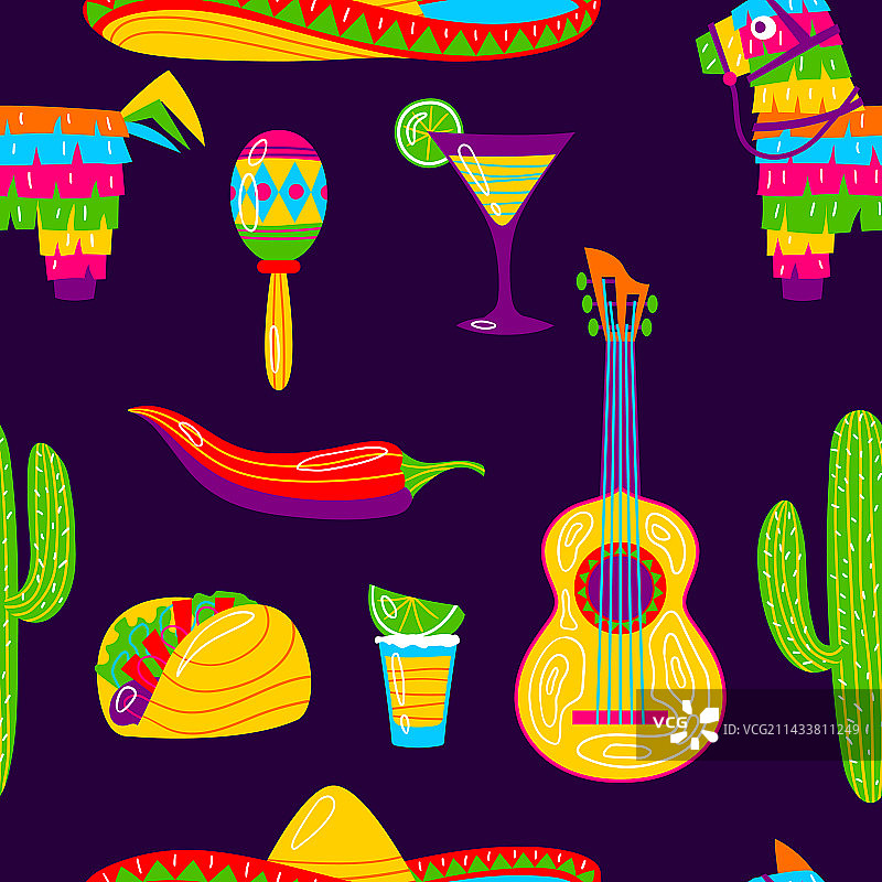五月五日节墨西哥节日无缝图案图片素材