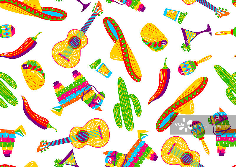 五月五日节墨西哥节日无缝图案图片素材