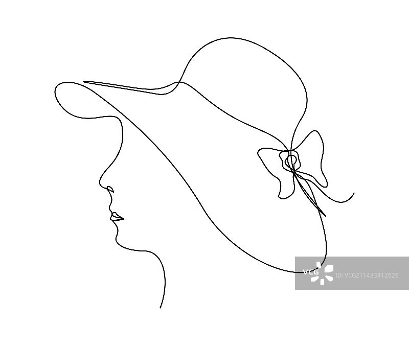 美女连续单线绘画图片素材