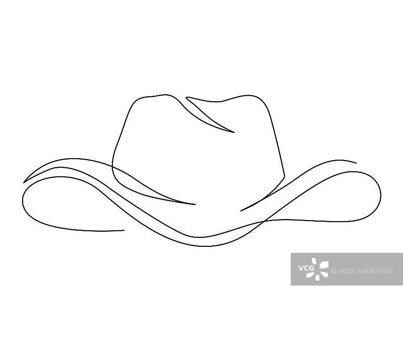 连续单线绘制牛仔帽图片素材