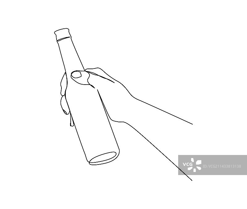 手持物的连续单线画图片素材