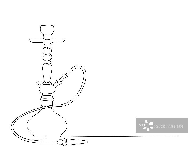 连续的水烟烟草单线画图片素材