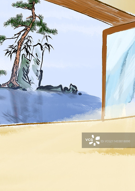 古代室内场景背景插图图片素材