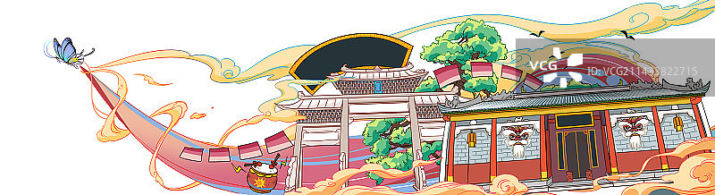 大宗祠和大学堂图片素材