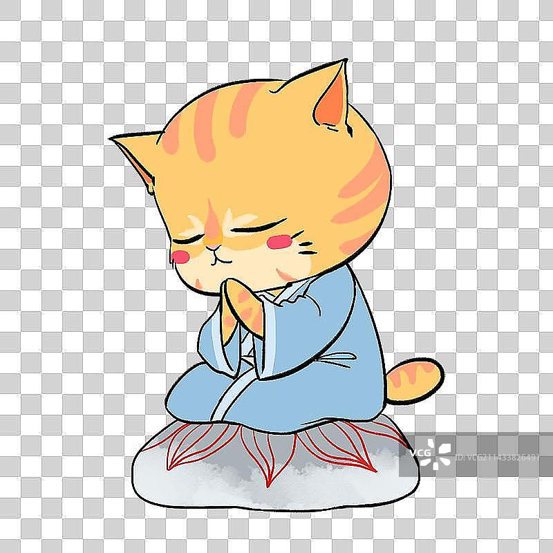 打坐静心的黄色猫猫图片素材