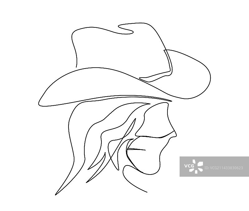 年轻女人连续单线画图片素材