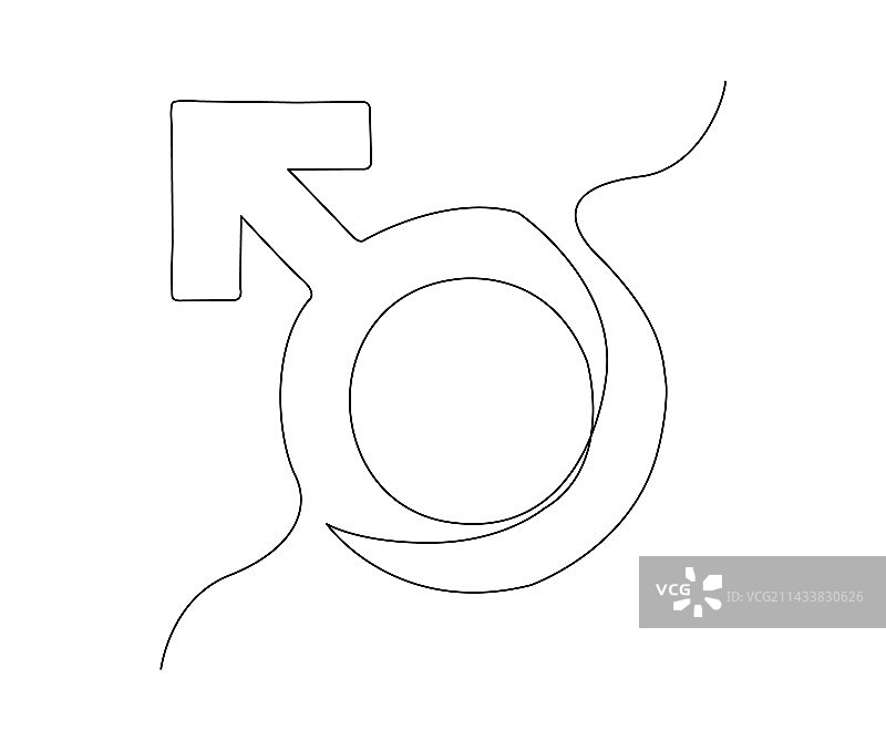男性性别符号连续单线画图片素材