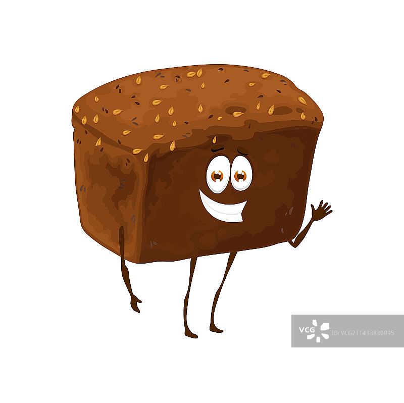 卡通黑麦面包角色图片素材