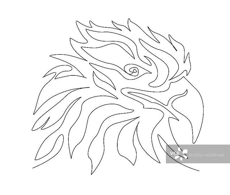 鹰头简约一笔画图片素材