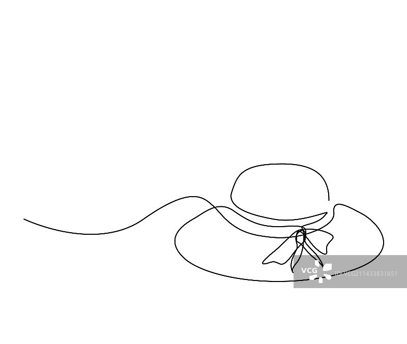 戴太阳帽的女人连续单线绘画图片素材