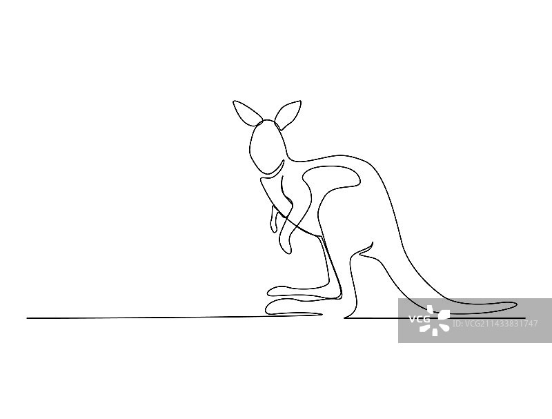 袋鼠简笔单线连续画图片素材