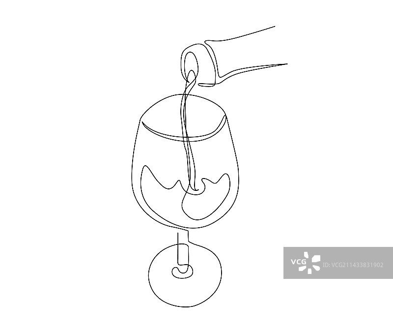 抽象倾倒连续单线画图片素材