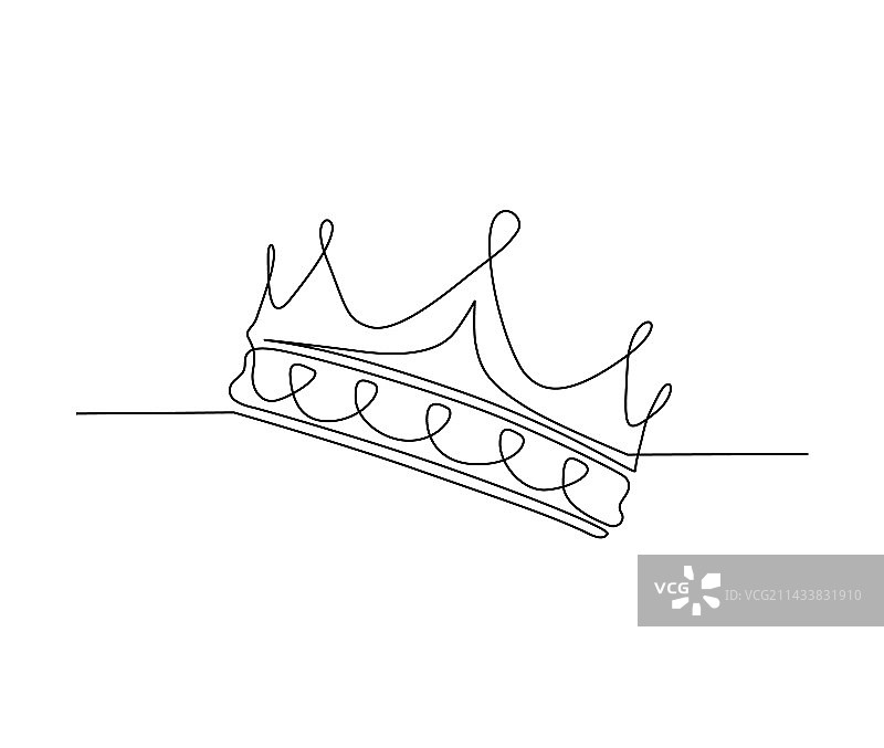 连续单线绘制简约皇冠图片素材