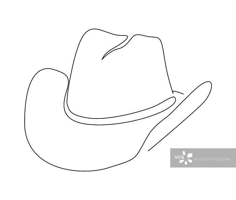 连续单线绘制牛仔帽图片素材