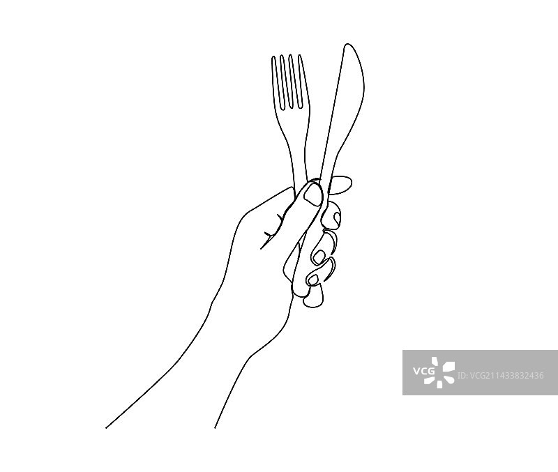 手持刀具连续单线画图片素材