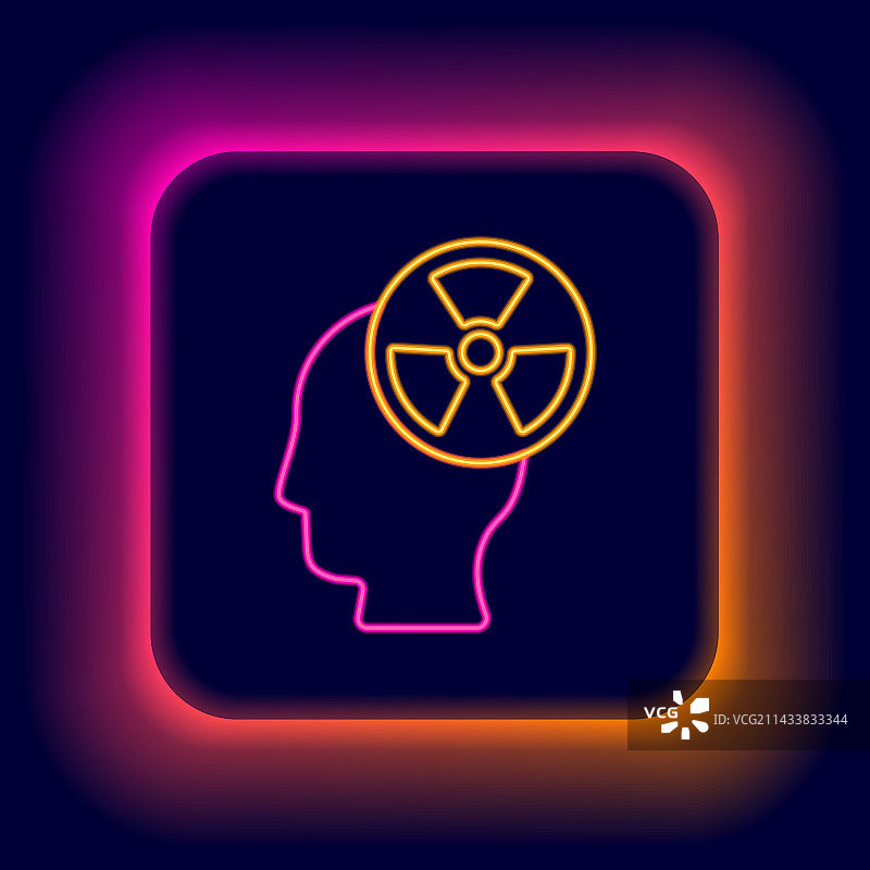 发光霓虹线条人头剪影图片素材