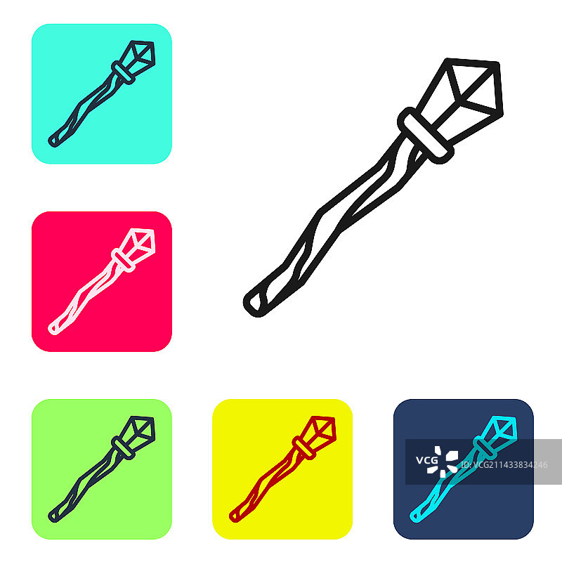 魔法杖黑色线条图标图片素材