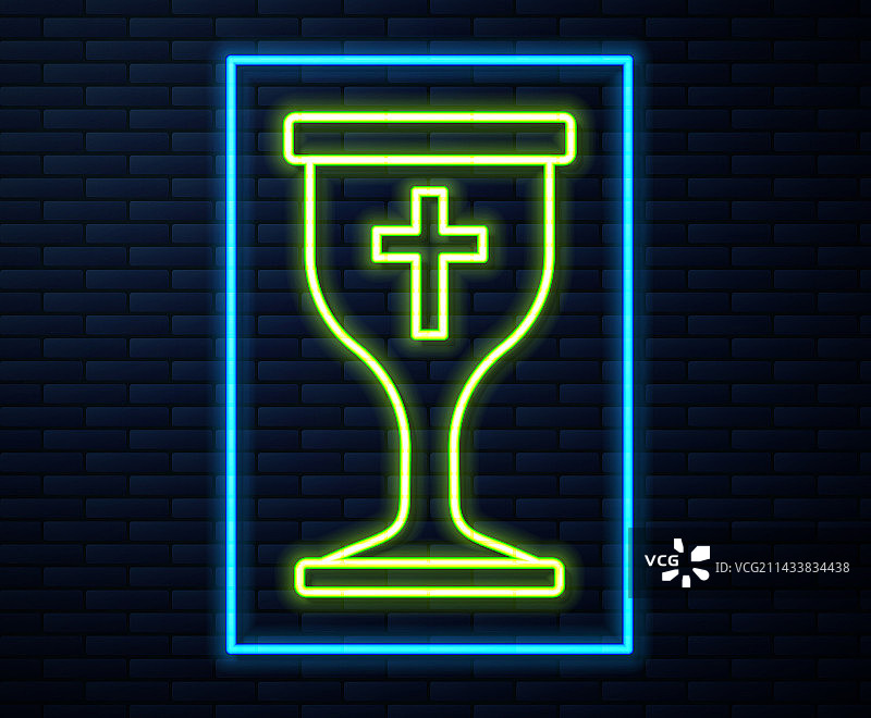 发光霓虹灯线条基督教圣杯图标图片素材
