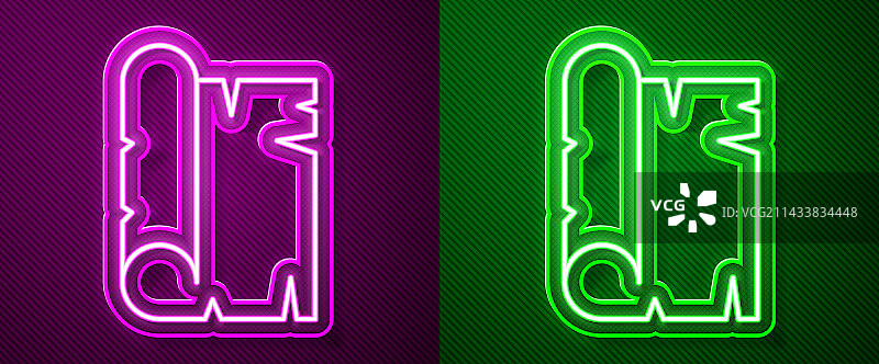 发光霓虹灯线条：古代纸莎草卷轴图标图片素材