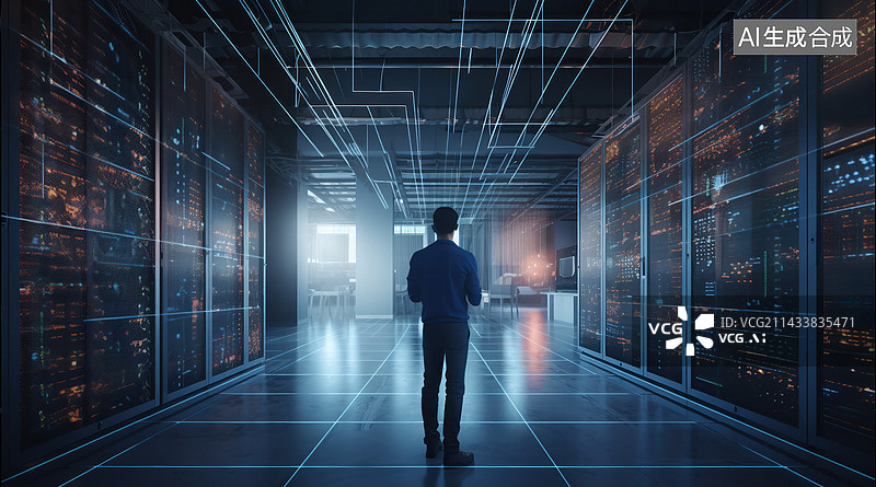 【AI数字艺术】工程师和IDC机房图片素材