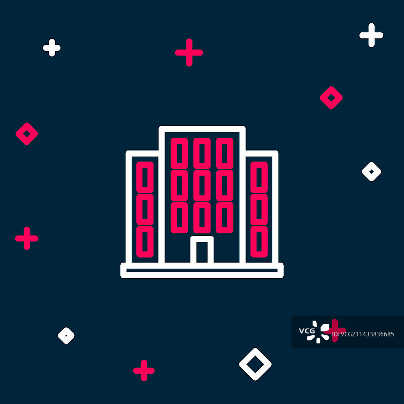 蓝色背景上的线条房屋图标图片素材