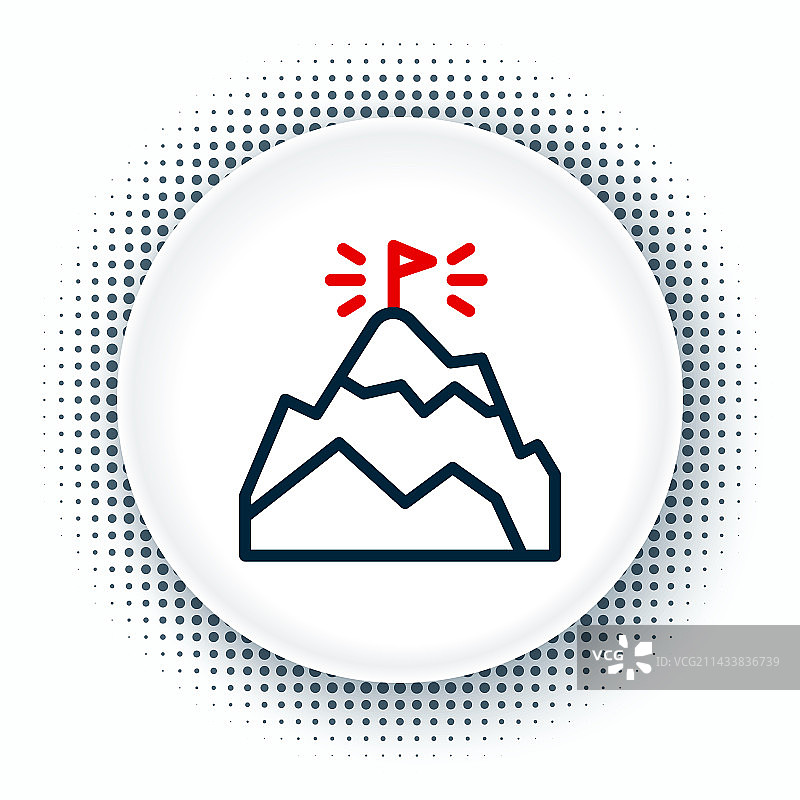 山顶带旗帜的线条山脉图标图片素材