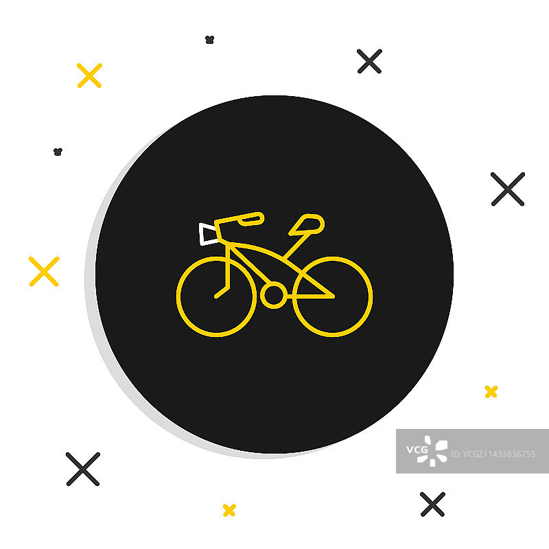 自行车线条图标，白色背景图片素材