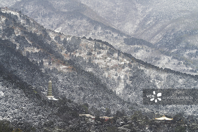 北京 香山公园风景 宗镜大昭之庙 琉璃塔 雪景图片素材