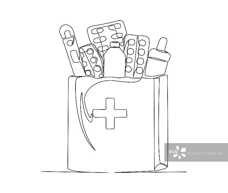药品连续单线画图片素材
