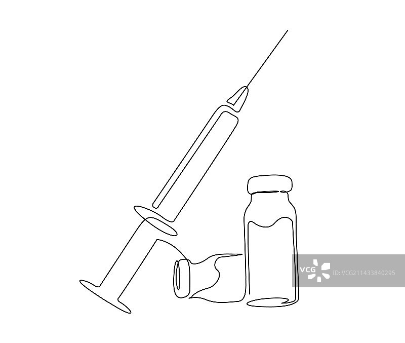 医用注射器连续单线画图片素材